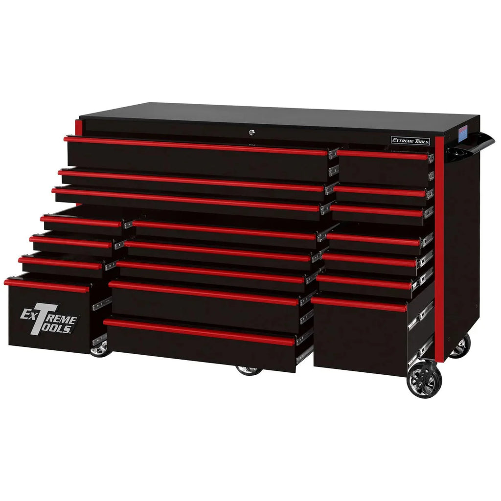 2026 Extreme Tools RX250 Series 72-inch x 30-inch Rolling Cart – 19 Drawers – 250 lb Drawer Slides
