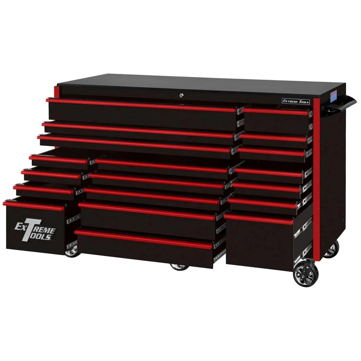 2026 Extreme Tools RX250 Series 72-inch x 30-inch Rolling Cart – 19 Drawers – 250 lb Drawer Slides