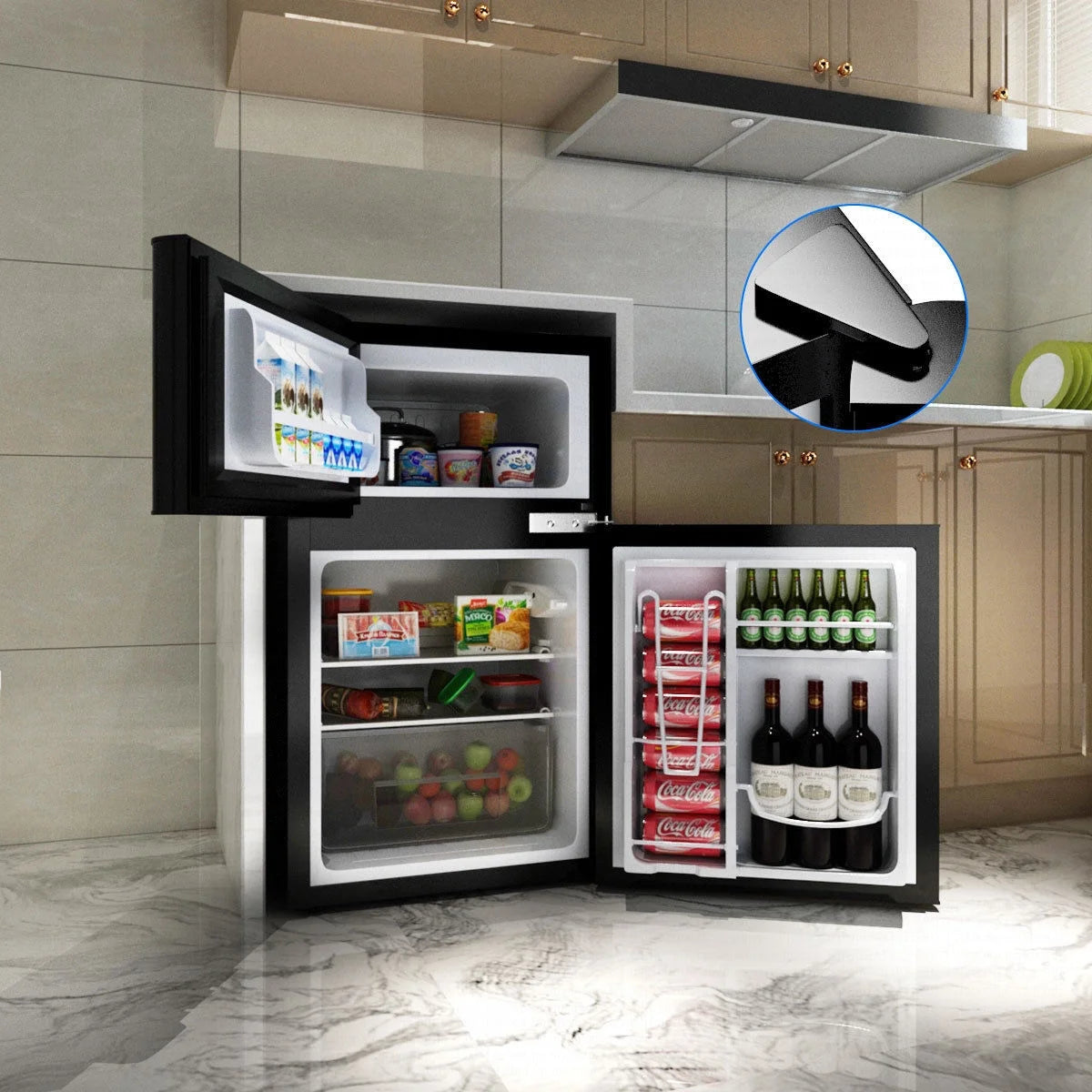 2026 Costway Refrigerator Small Freezer Cooler Fridge Compact 3.2 cu ft. Unit, Grey