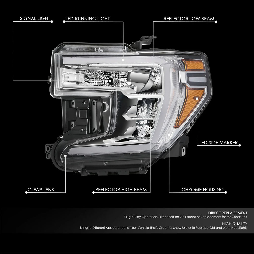 Factory Style Left Side Headlight19-21 GMC Sierra 1500, 2022 Limited
