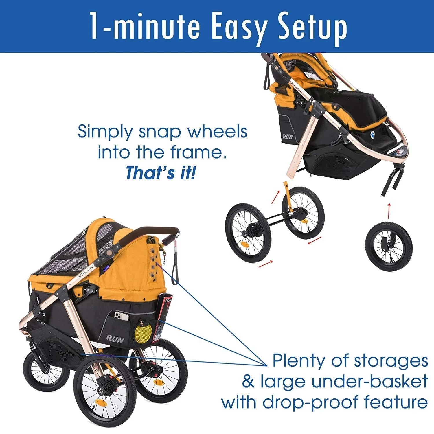 2026 Jogging Sports Stroller with Comfort Rubber Wheels/Zipper-Less Entry/1-Hand Quick Fold/Aluminum Frame for Small/Medium Dogs, Cats and Pets (Green Camo)