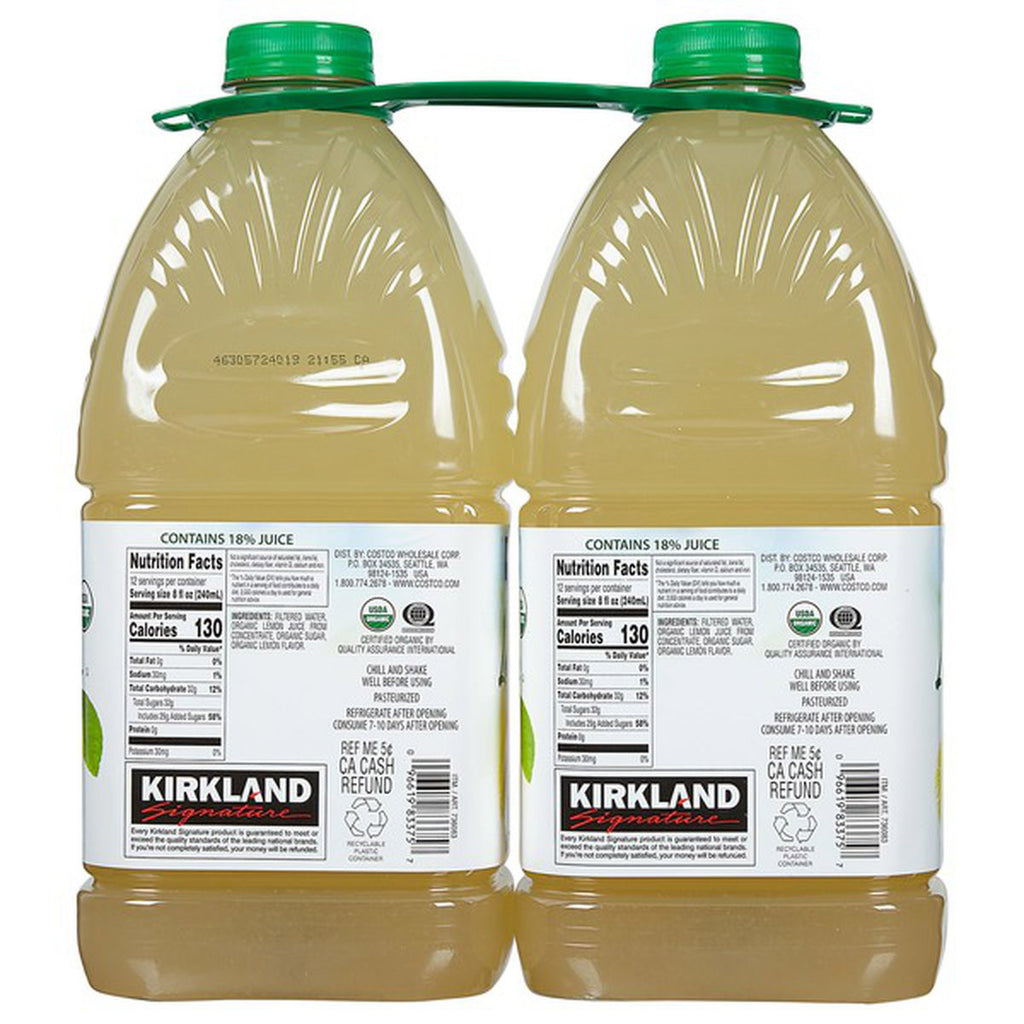 2026 Kirkland Signature, Organic Lemonade, 96 fl oz, 2-count