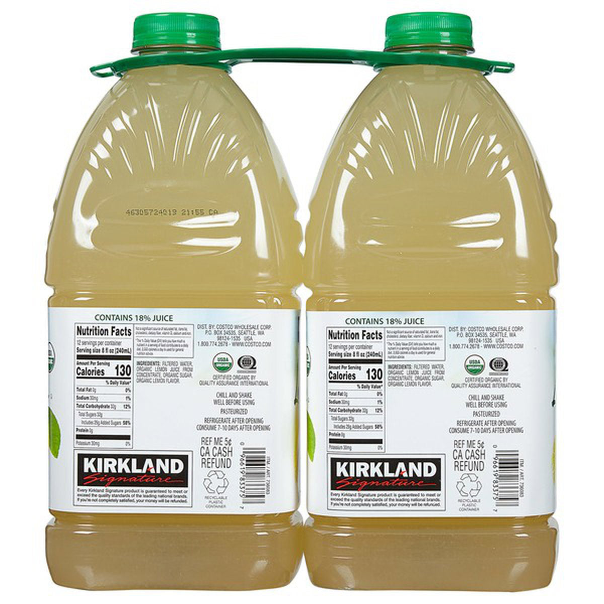 2026 Kirkland Signature, Organic Lemonade, 96 fl oz, 2-count
