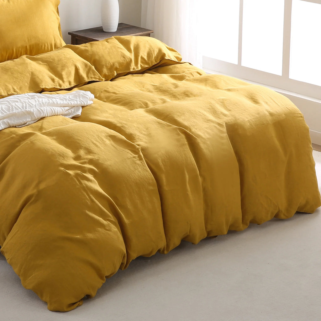 2026 100% Pure Linen Duvet Cover with Button Closure and Corner Ties Soft & Breathable - Natural Full/Queen