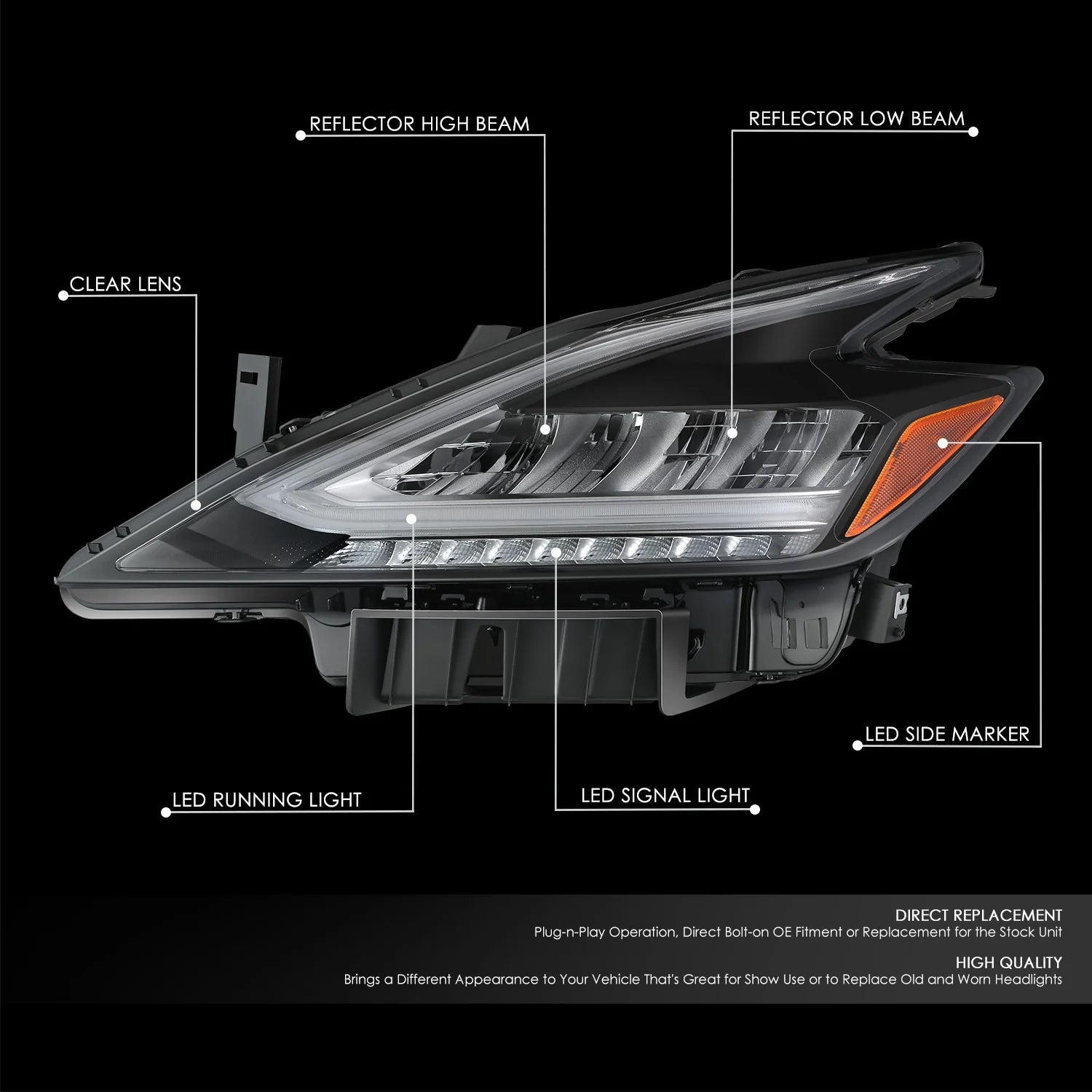 Factory Style Left Side Headlight19-21 Nissan Murano