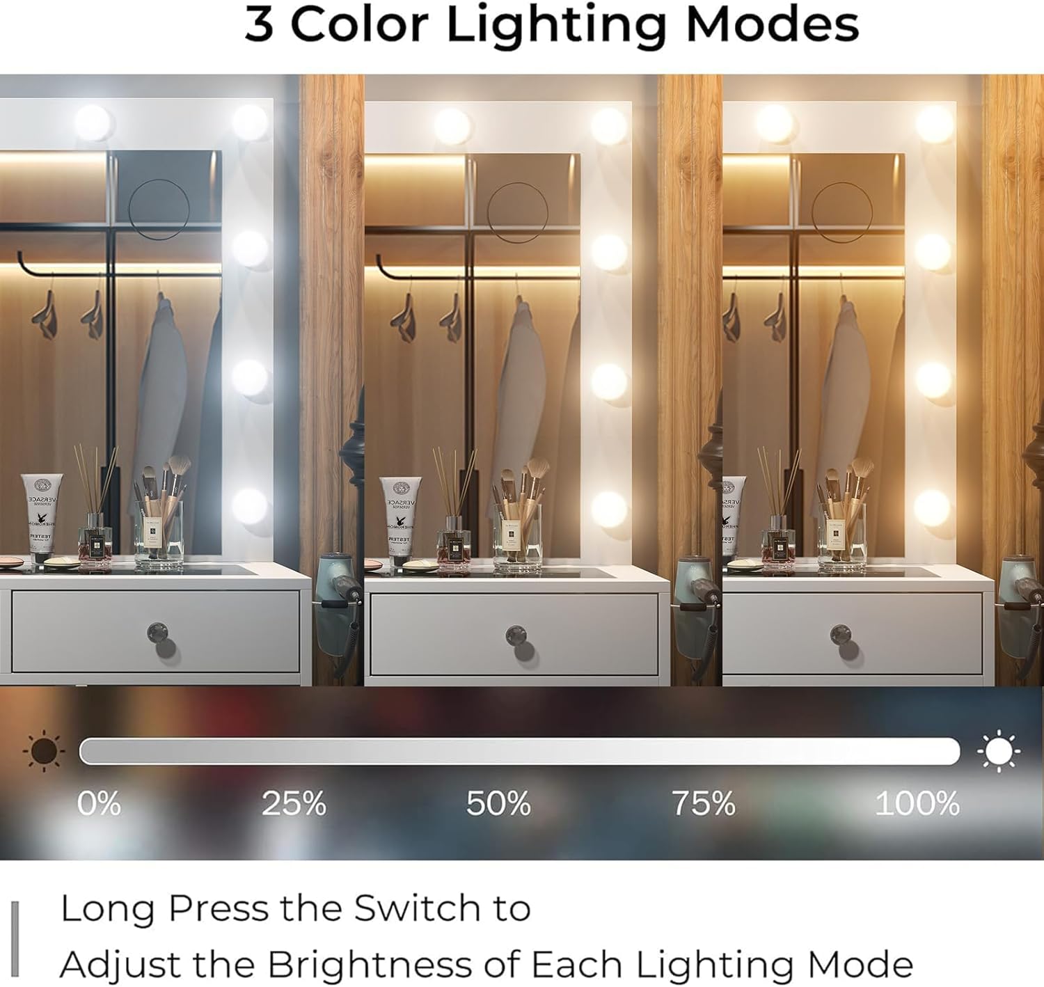 2026 New YANOSAKU Vanity Desk with Mirror, LED Lights & 11 Drawers