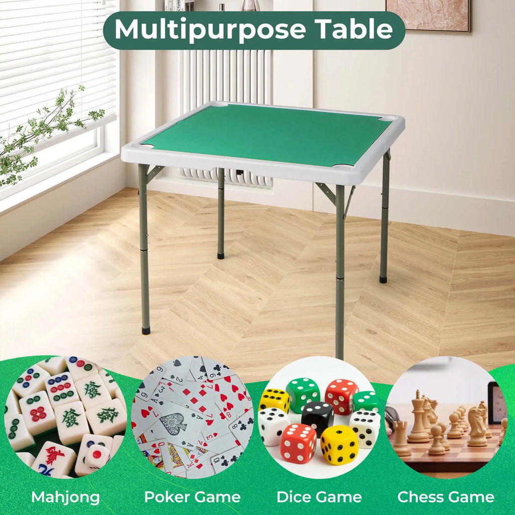 2026 Costway 35" Folding Mahjong Table with Cup Holders & Smooth Felt Mat Carrying Handle Green