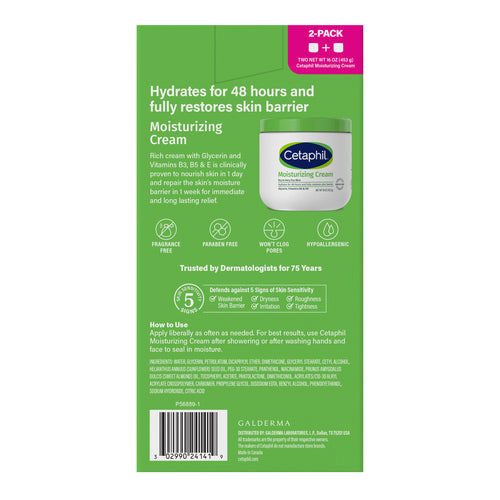 2026 Cetaphil Moisturizing Cream Ultimate with Prebiotic Aloe, Very Dry to Dry Sensitive Skin, 20 oz + 16 oz, 2-pack