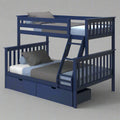2026 Solid Wood Twin Over Full Bunk Bed with Storage Drawers | Space-Saving Pine Kids Bed