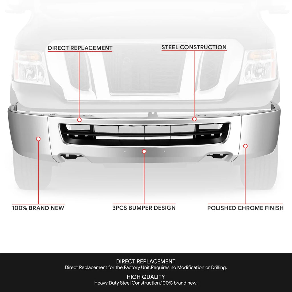 Modular Style Front Bumper w/ Fog Light Cutouts12-21 Nissan NV1500 2500 3500