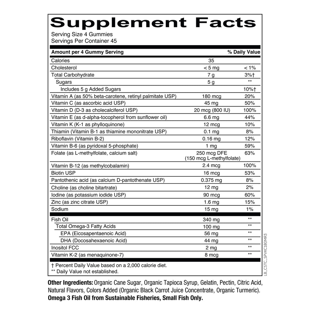 2026 SmartyPants Kids Formula Multivitamin, 180 Gummies