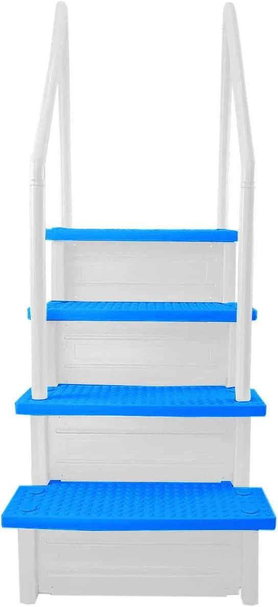2026 Non-slip pool entrance steps | Gray | Suitable for above-ground pools | Can be installed on patios with a height of 122 to 137 cm | Maximum load capacity 136 kg