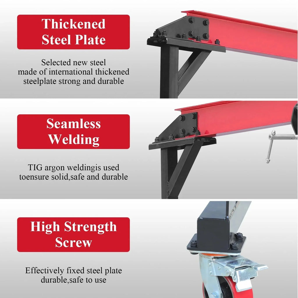 2026 2025 1-ton gantry crane, adjustable, 2200 lbs lifting capacity, height adjustable 96.5"-143.7", portable hoist for factory, construction site, warehouse, auto repair shop