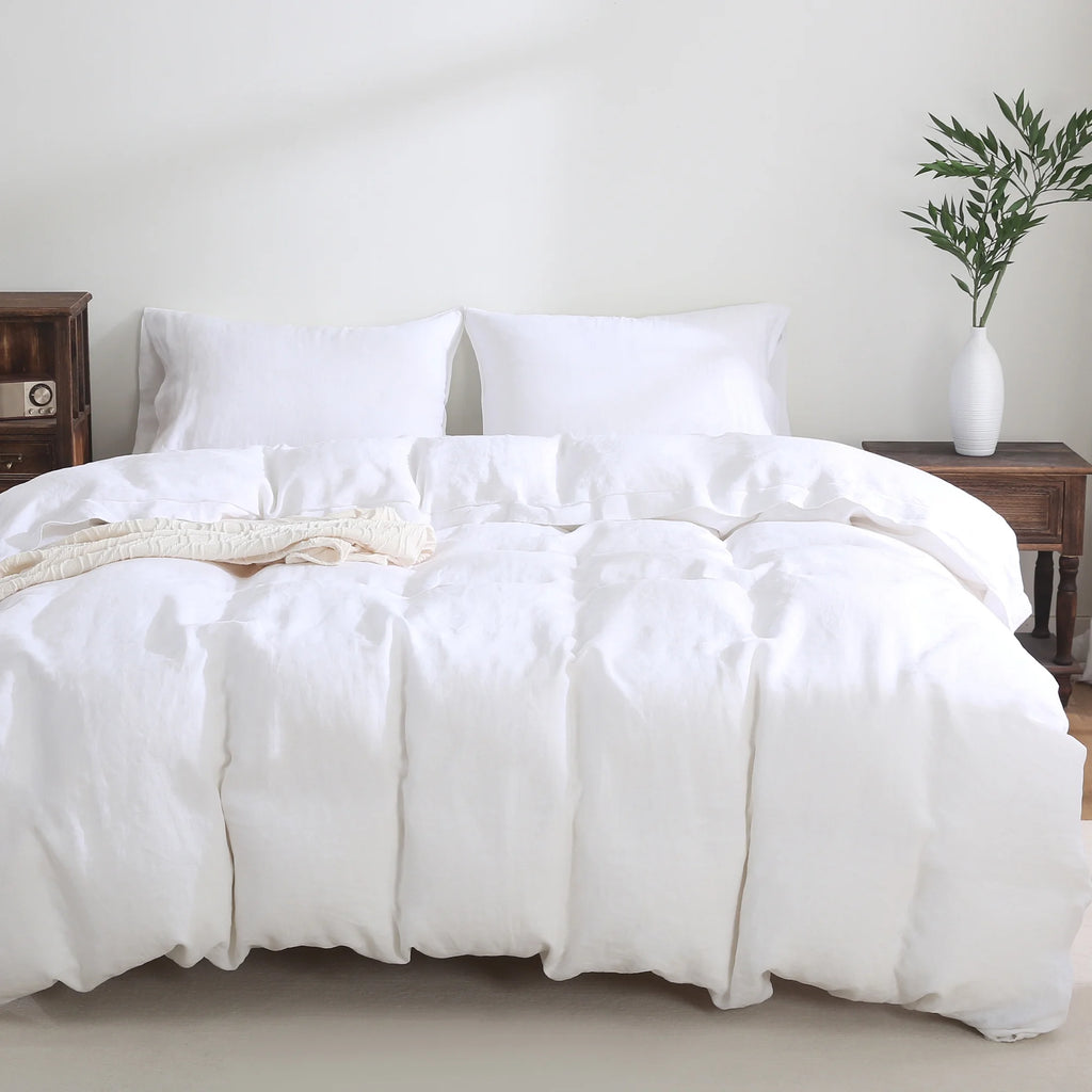 2026 100% Pure Linen Duvet Cover with Button Closure and Corner Ties Soft & Breathable - Natural Full/Queen