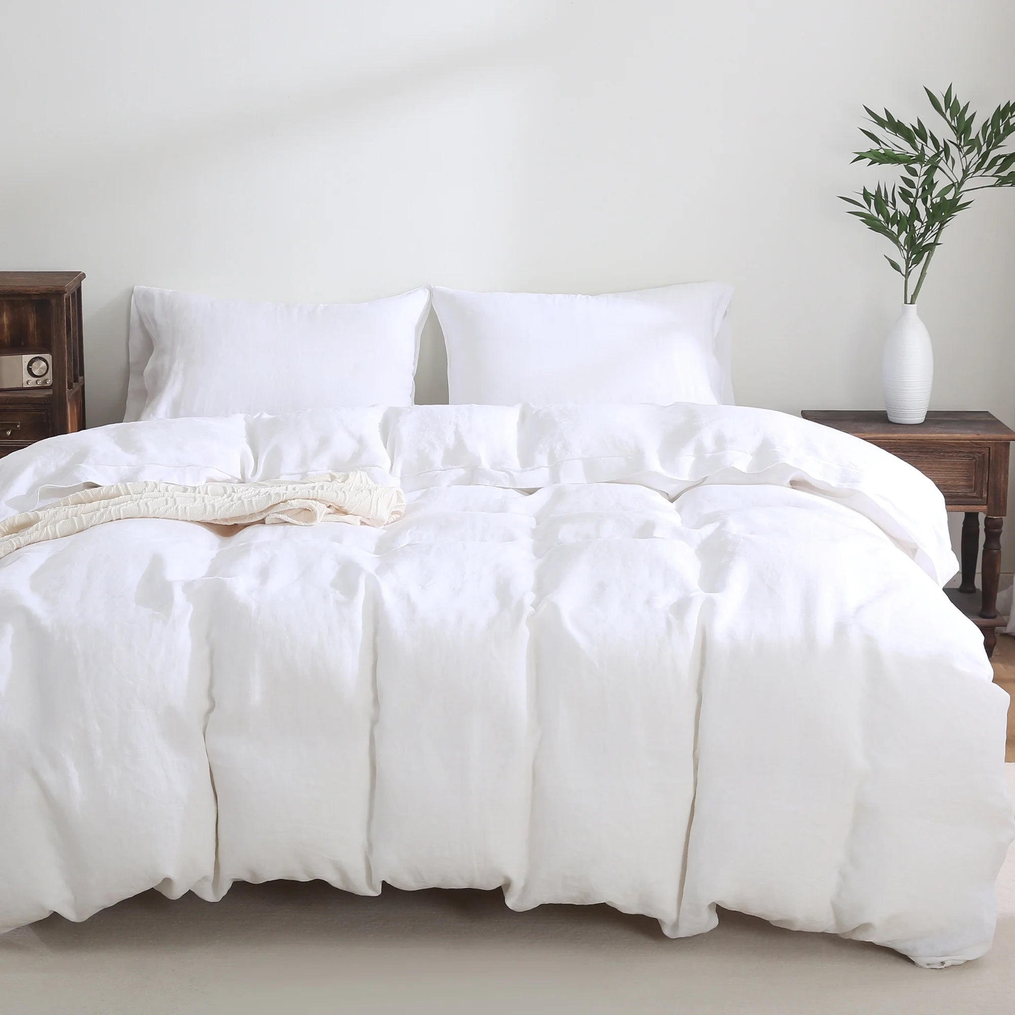 2026 100% Pure Linen Duvet Cover with Button Closure and Corner Ties Soft & Breathable - Natural Full/Queen