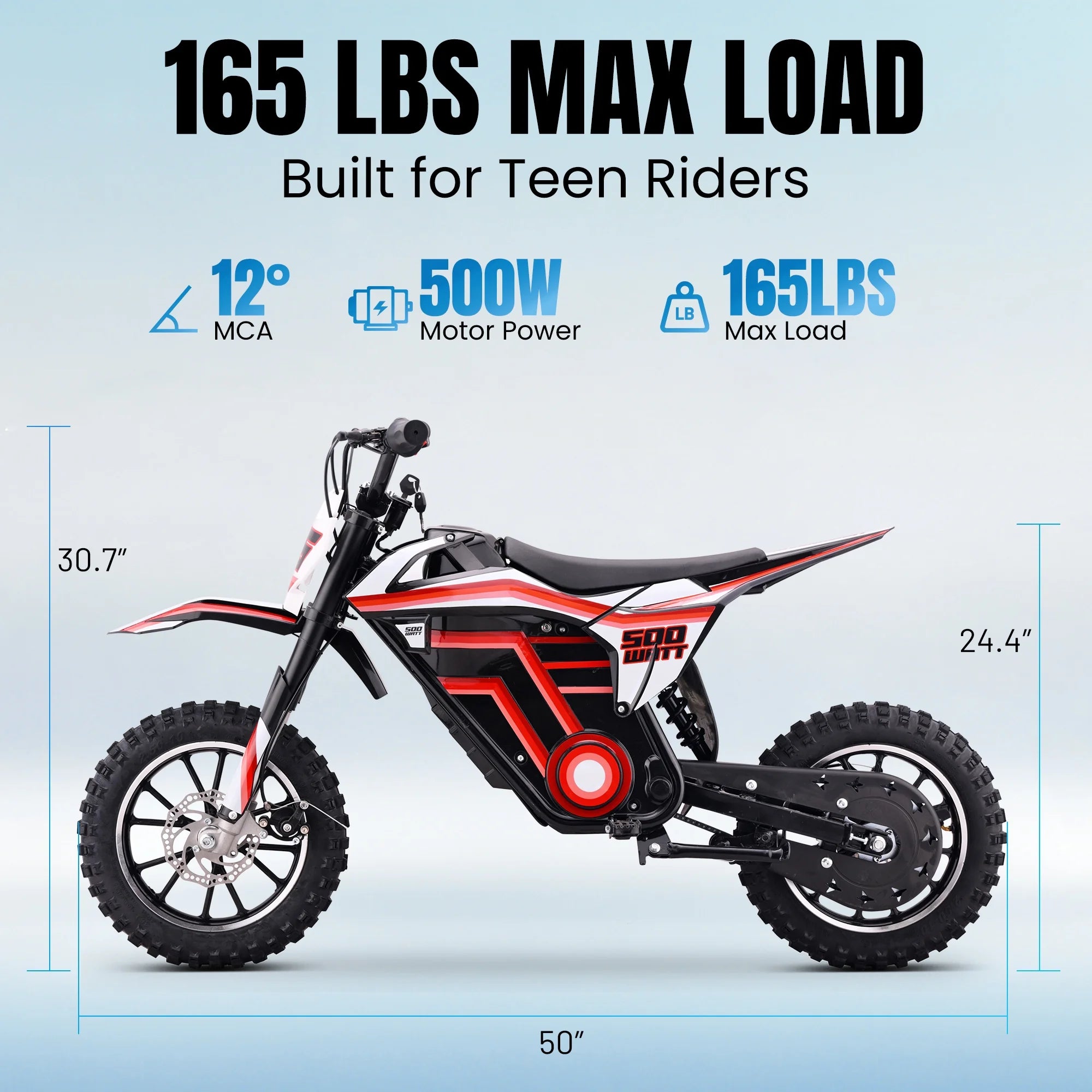2026 QEASET electric dirt bike, 500W kids dirt bike for Boys Girls Age 8-14, Blue