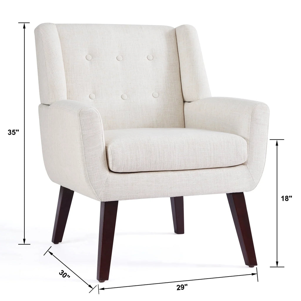 2026 HUIMO  Accent Chair, Button-Tufted Upholstered  Living Room Chairs,  Mid Century Modern Comfy Reading Chairs for Bedroom, Living Room, Beige