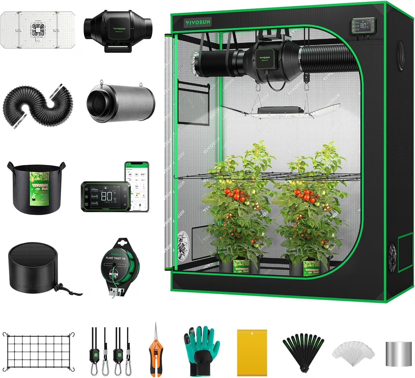 2026 VIVOSUN GIY Smart Grow Tent System 2x2, WiFi-Integrated Grow Tent Kit, with Automate Ventilation and Circulation, Schedule Full Spectrum 100W LED Grow Light, and GrowHub E42A Controller