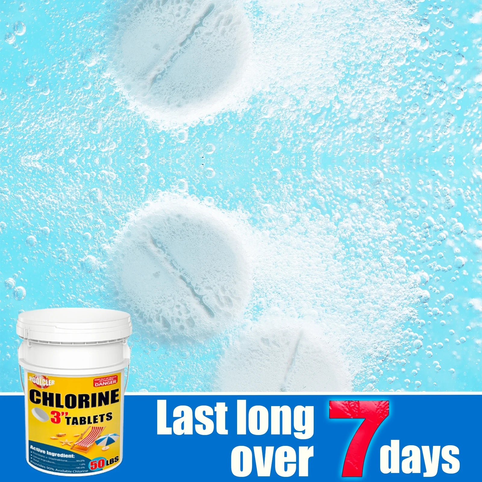 2026 50 lbs 3" Chlor Tabs for Swimming Pools, Tablets, Chlorine Pool Chemicals