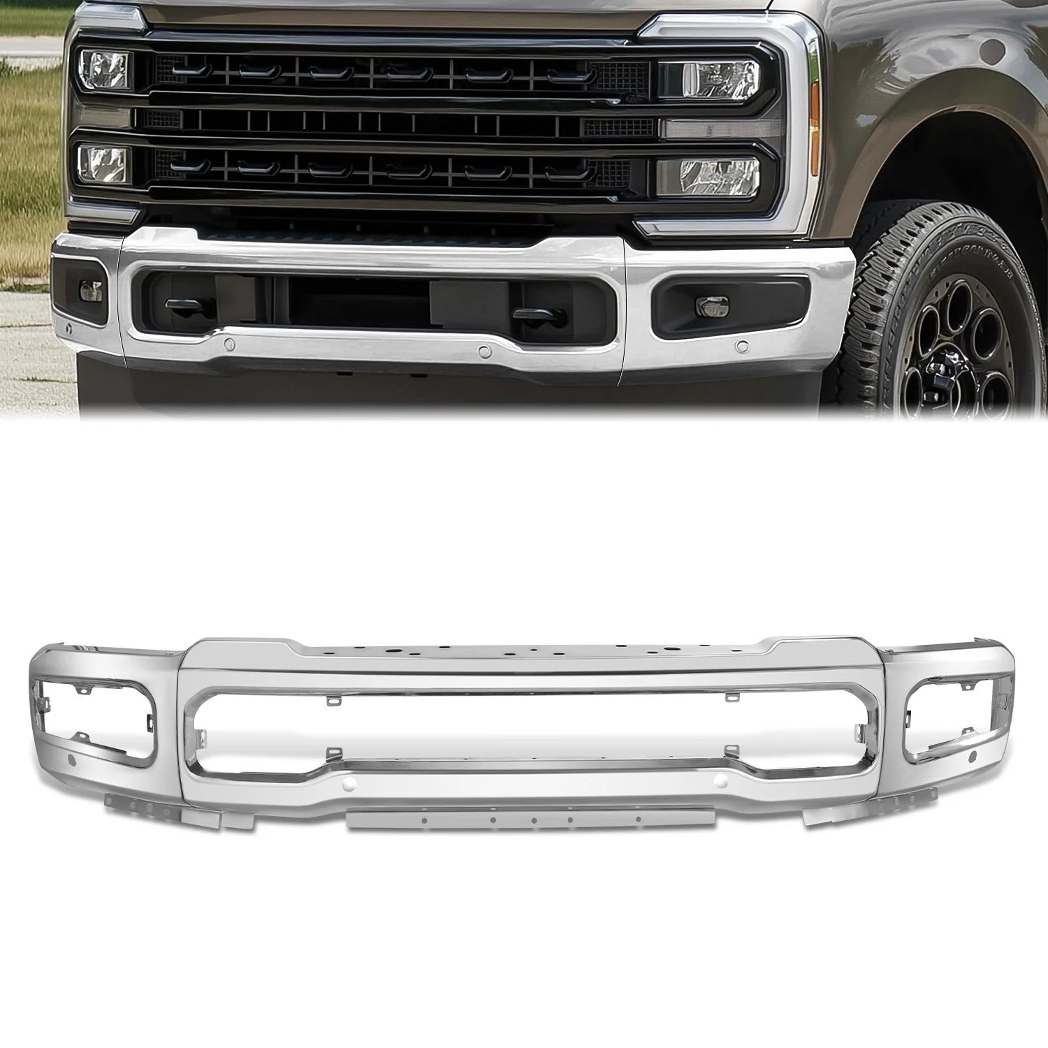 Modular Style Front Bumper w/ Parking Sensor Holes 23-25 Ford F-250 F350 Super Duty