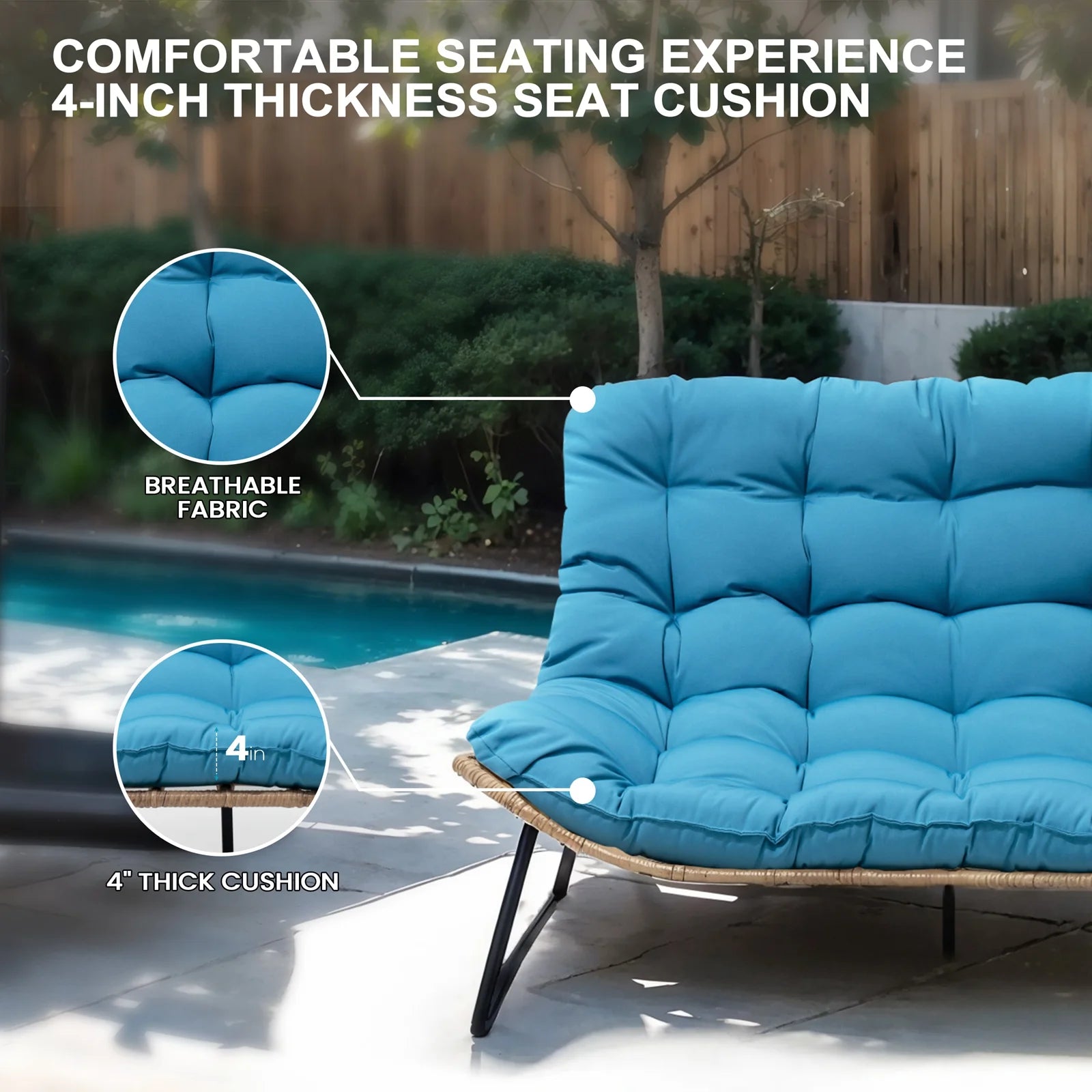 2026 Crestlive Products Patio Loveseat, All-Weather Rattan Large Furniture with Soft Cushions, Outdoor Loveseat for Balcony, Poolside, Backyard (Beige)