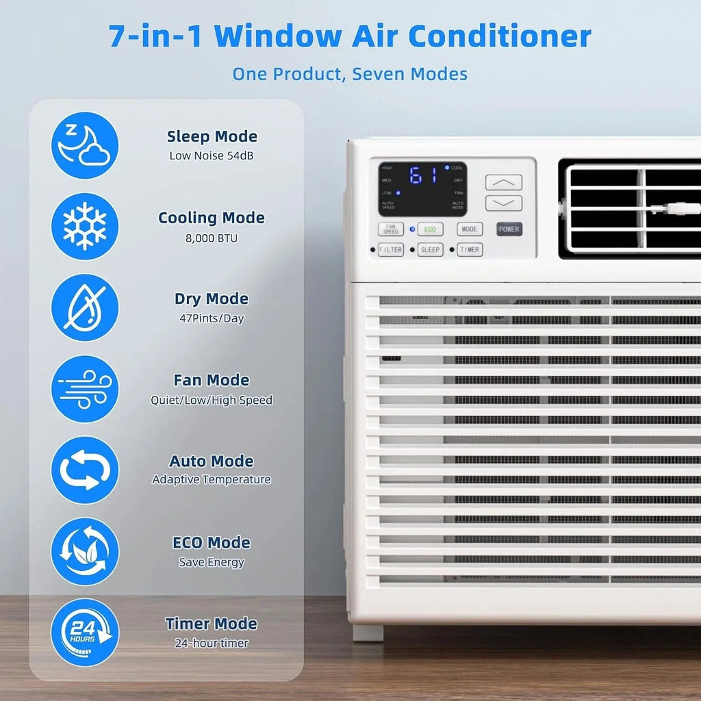 2026 Antarctic Star 12,000 BTU U-shaped window air conditioner, cools rooms up to 550 square feet with 6 modes, 24-hour timer, ultra-quiet window air conditioner
