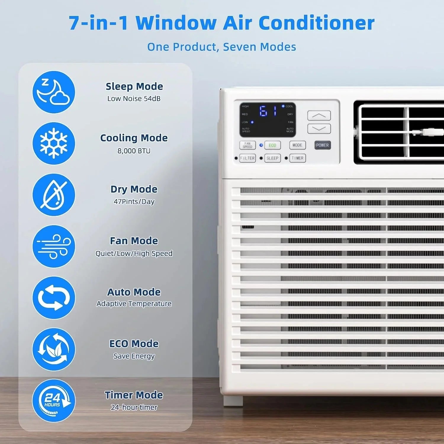 2026 Antarctic Star 12,000 BTU U-shaped window air conditioner, cools rooms up to 550 square feet with 6 modes, 24-hour timer, ultra-quiet window air conditioner