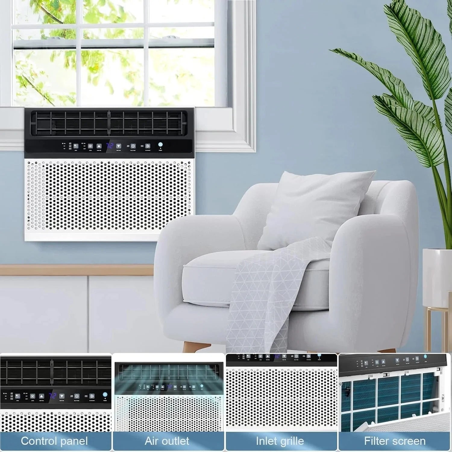 2026 Antarctic Star 12,000 BTU U-shaped window air conditioner, cools rooms up to 550 square feet with 6 modes, 24-hour timer, ultra-quiet window air conditioner
