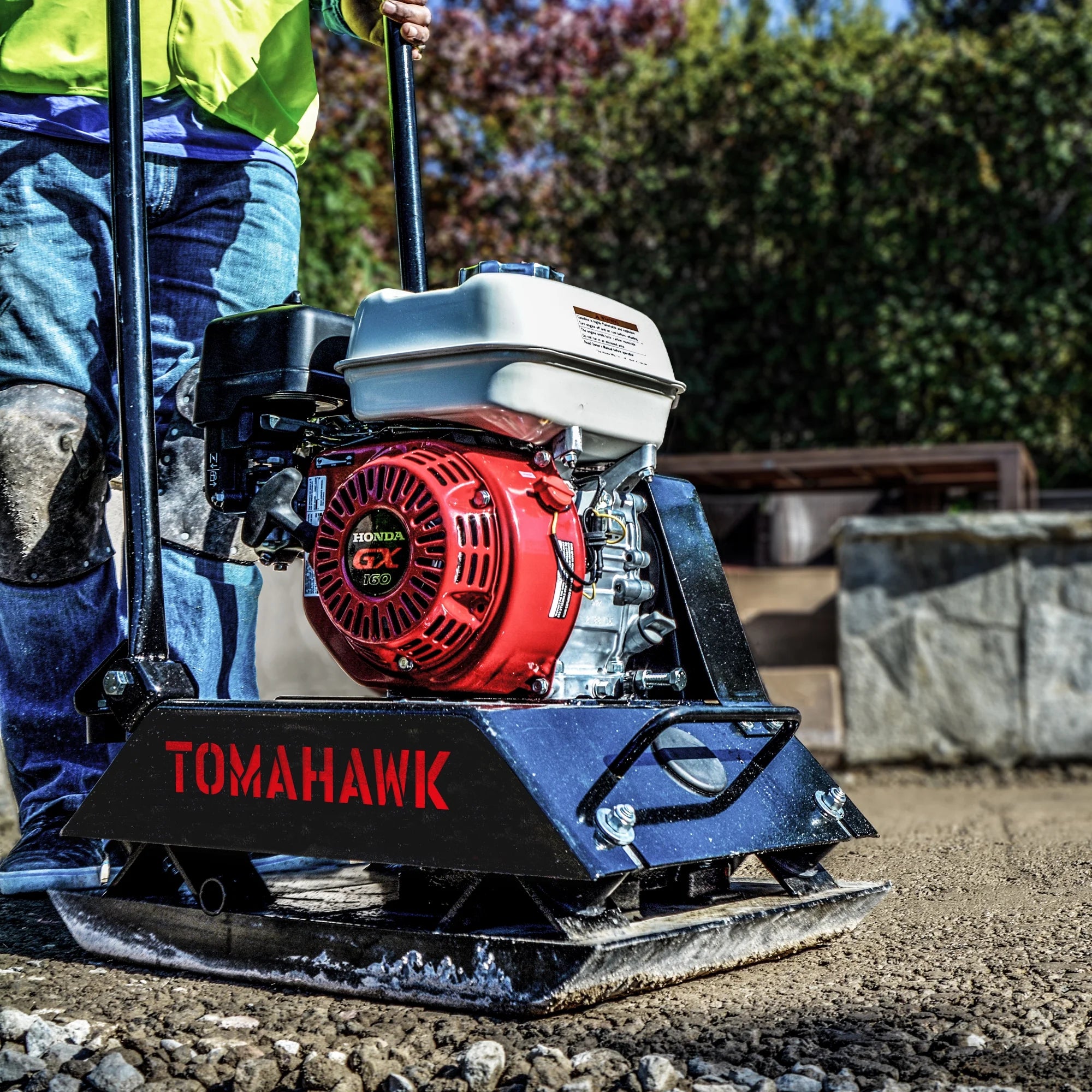 2026 Tomahawk Power Plate Compactor 5.5 HP, 3000 lbs/ft, 63cc, Gas, 17 x 13 Plate Compactor, 5900 VPM
