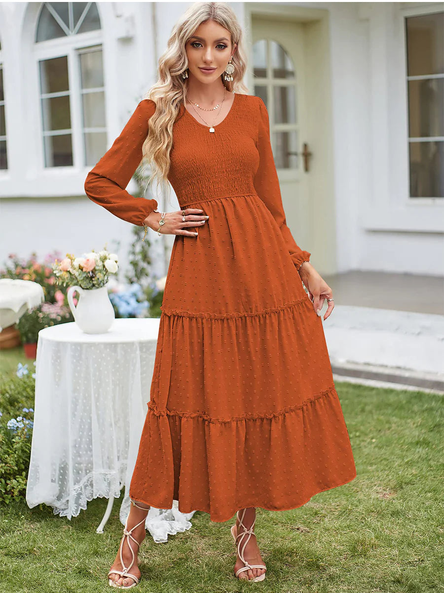 2026 Polka Dot Lock Trim High Waist Dress