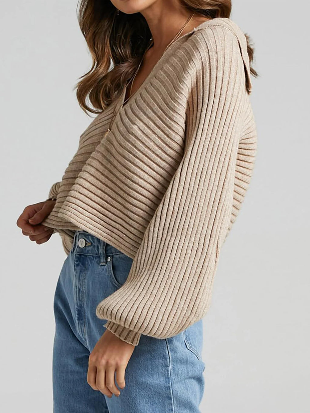 2026 V-Neck Lapel Knit Sweater