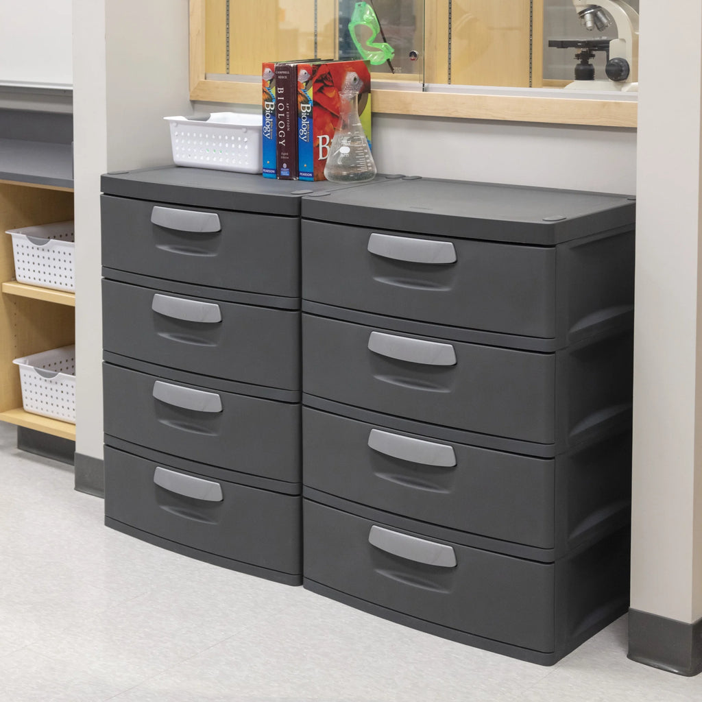 2026 Sterilite 4 Drawer Unit, Durable Plastic Storage Solution for Garages and Basements, Dark Gray