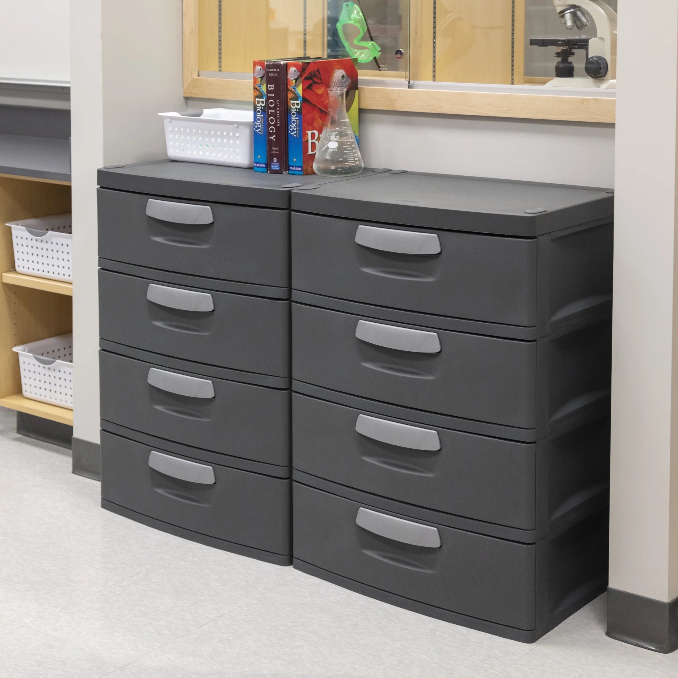 2026 Sterilite 4 Drawer Unit, Durable Plastic Storage Solution for Garages and Basements, Dark Gray