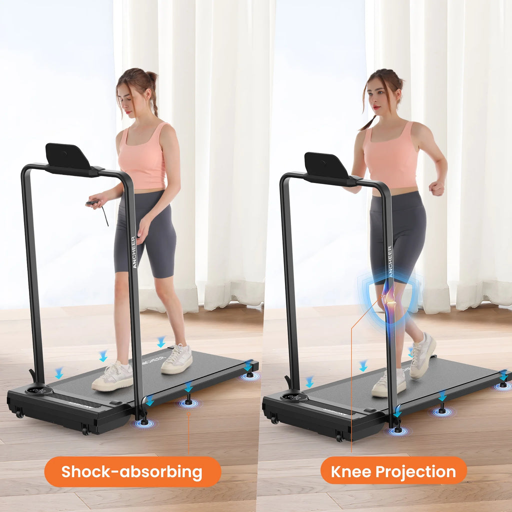 2026 ANCHEER Portable Folding Walking Pad 300lb, 7.5 MPH Under Desk Treadmill with Remote Control & LED Display,2 in 1 Walking Pad Treadmill for Home/Office/Exercise(Pink)