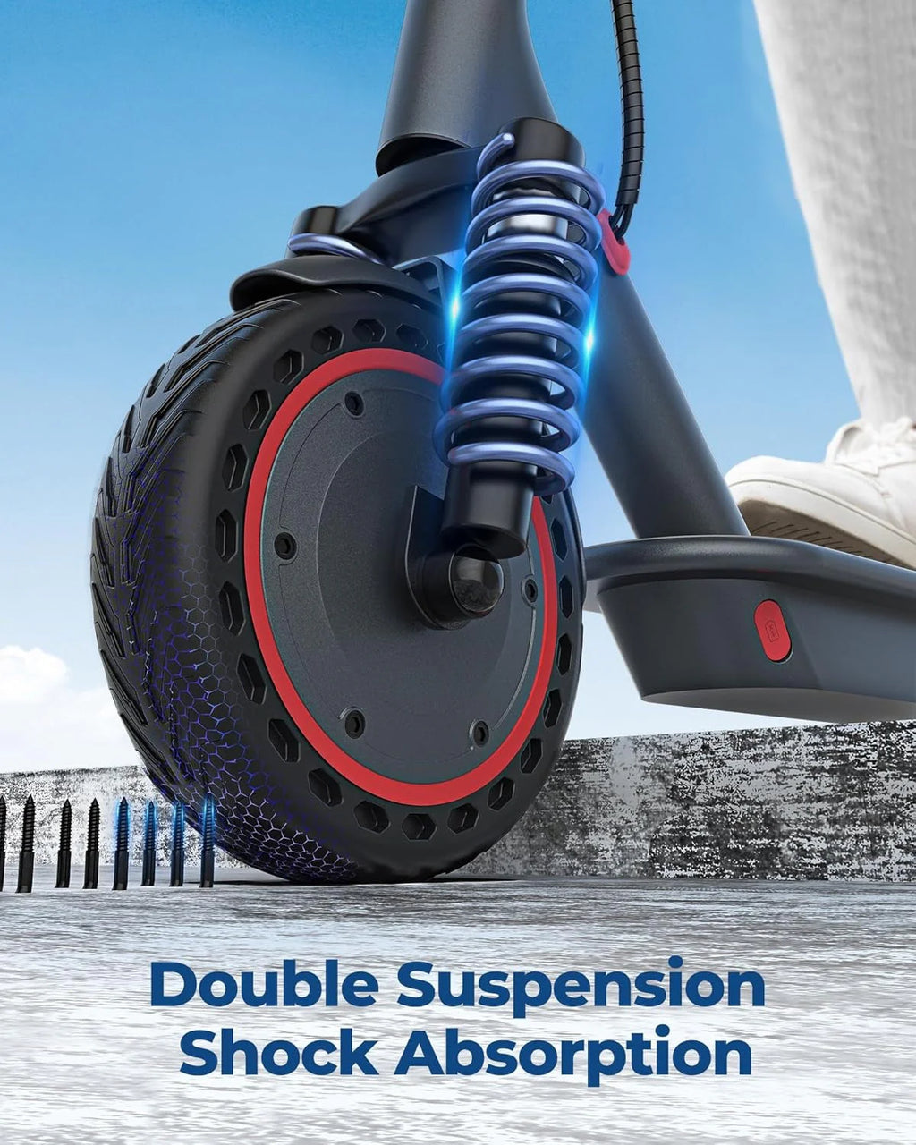 2026 Electric scooter, 350W/500W powerful motor, 8.5"/10" solid rubber tires, 19/22 mph, 28/21/12 mile range, dual brakes