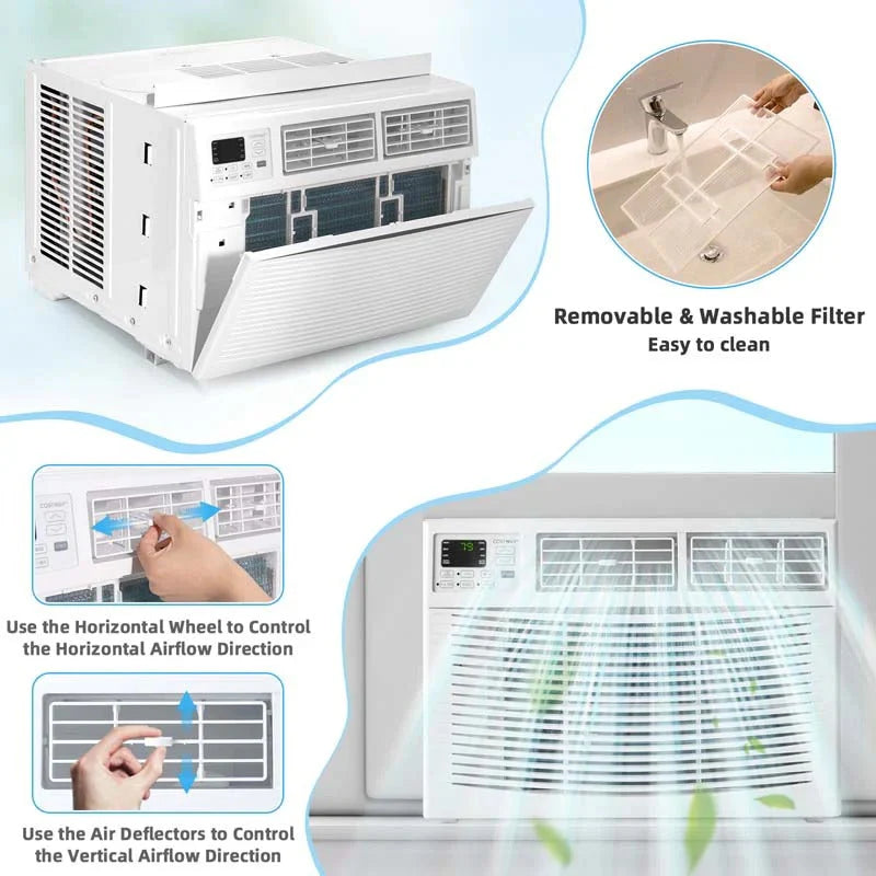 2026 Quiet window air conditioner with 10,000 BTU, remote control, Eco mode, Energy Star certified, 3-in-1 unit with dehumidifier