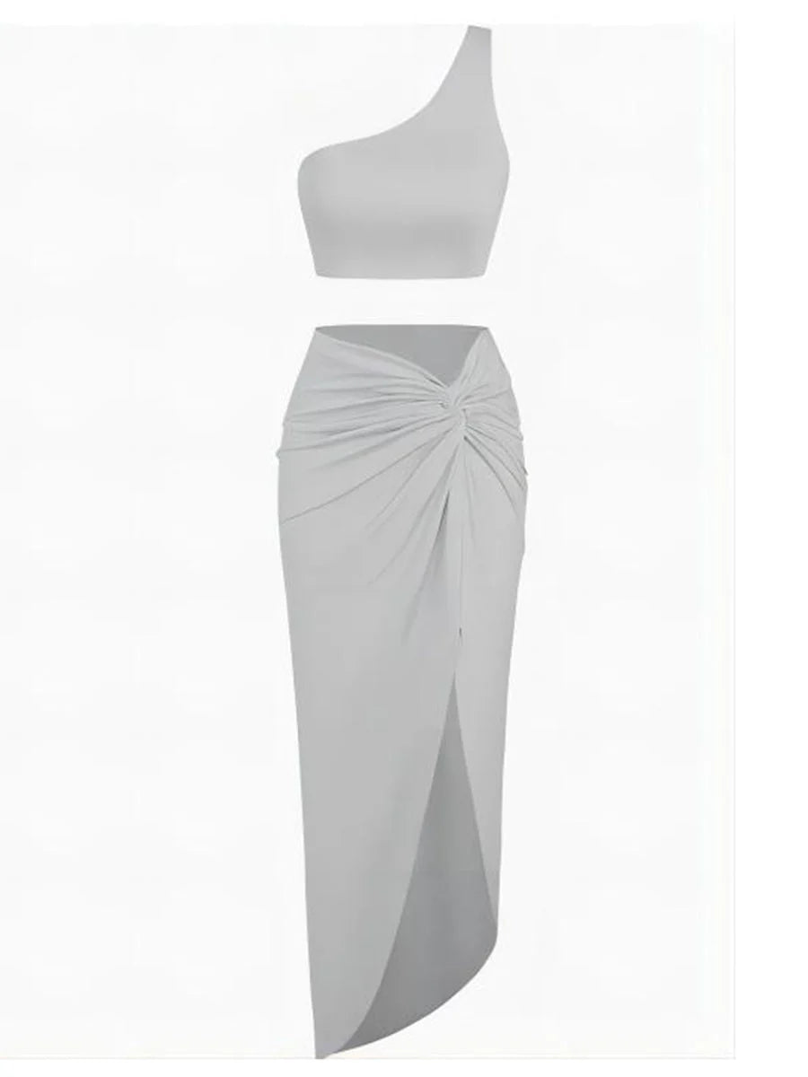 2026 High-Slit Twist Skirt Dress Set