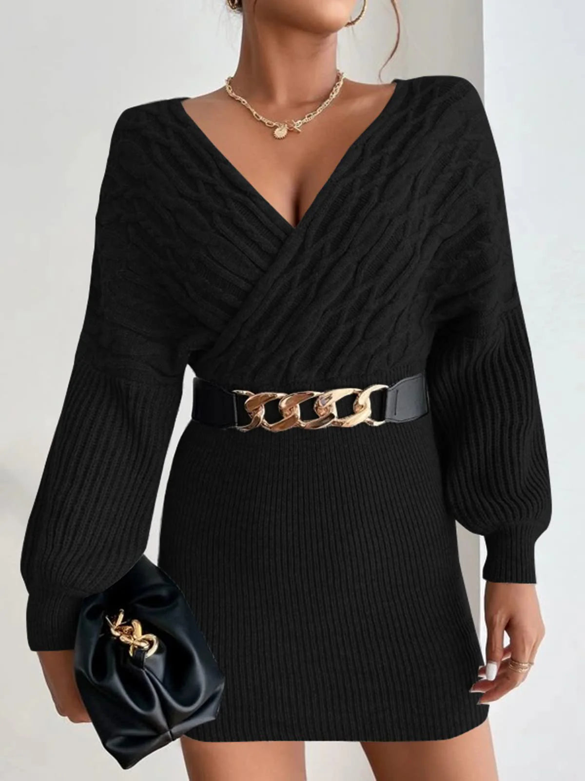 2026 Pleated Casual Batwing Sleeve Dress