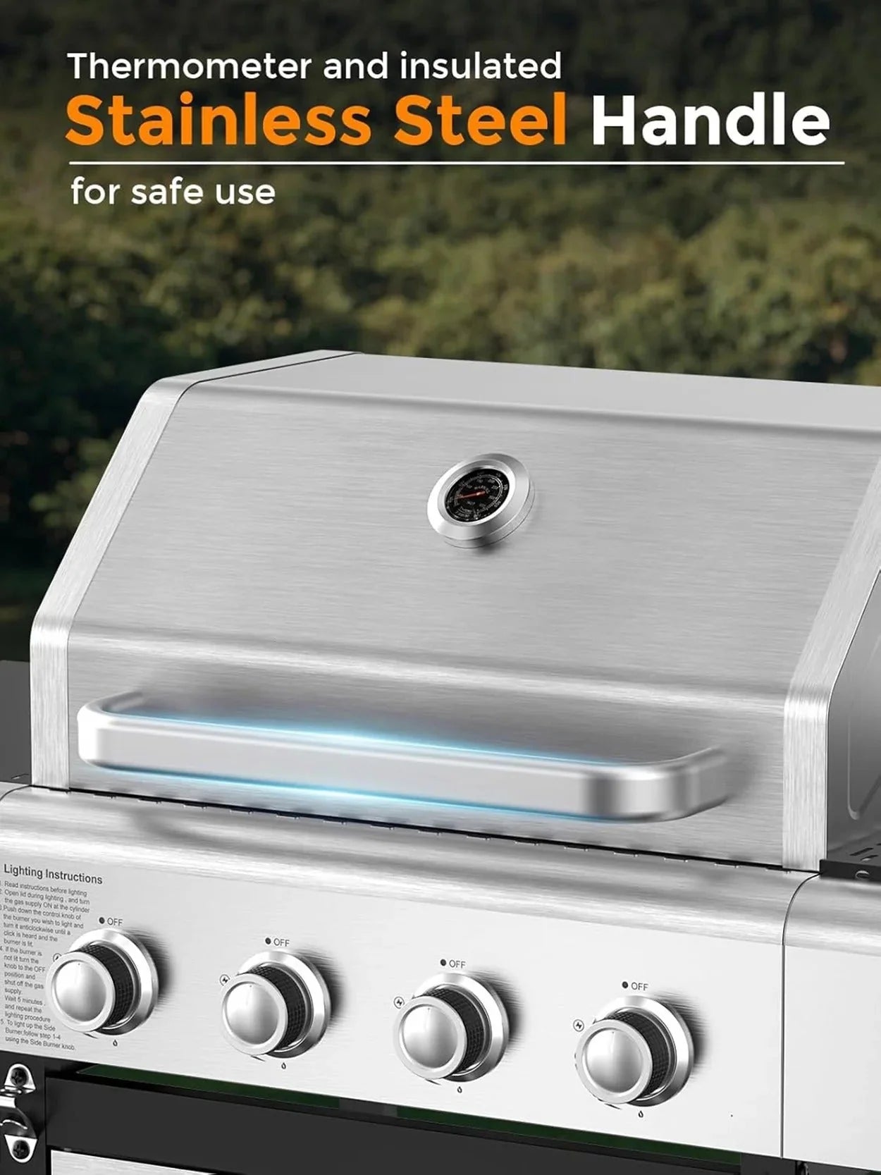 2026 4-Burner BBQ Propane Gas Grill, 44000 BTU