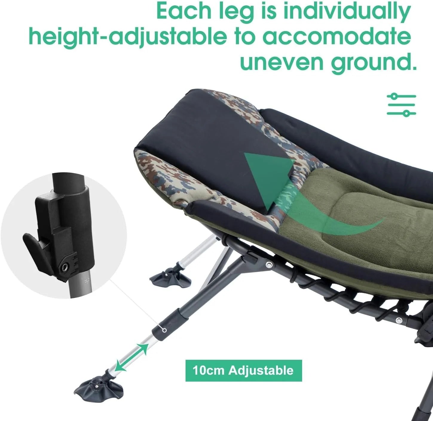 2026 Camping Cots for Adults 330Lbs with Carry Bag, Heavy Duty Folding Bed with Soft Padded Cushion, Portable Military Cot for Hunting, 180° Adjustable Reclining Outdoor Lounger