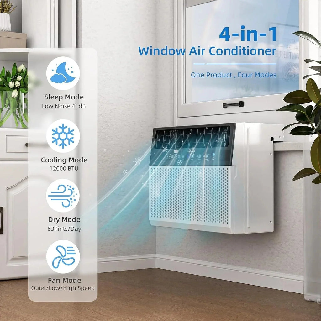 2026 Antarctic Star 12,000 BTU U-shaped window air conditioner, cools rooms up to 550 square feet with 6 modes, 24-hour timer, ultra-quiet window air conditioner