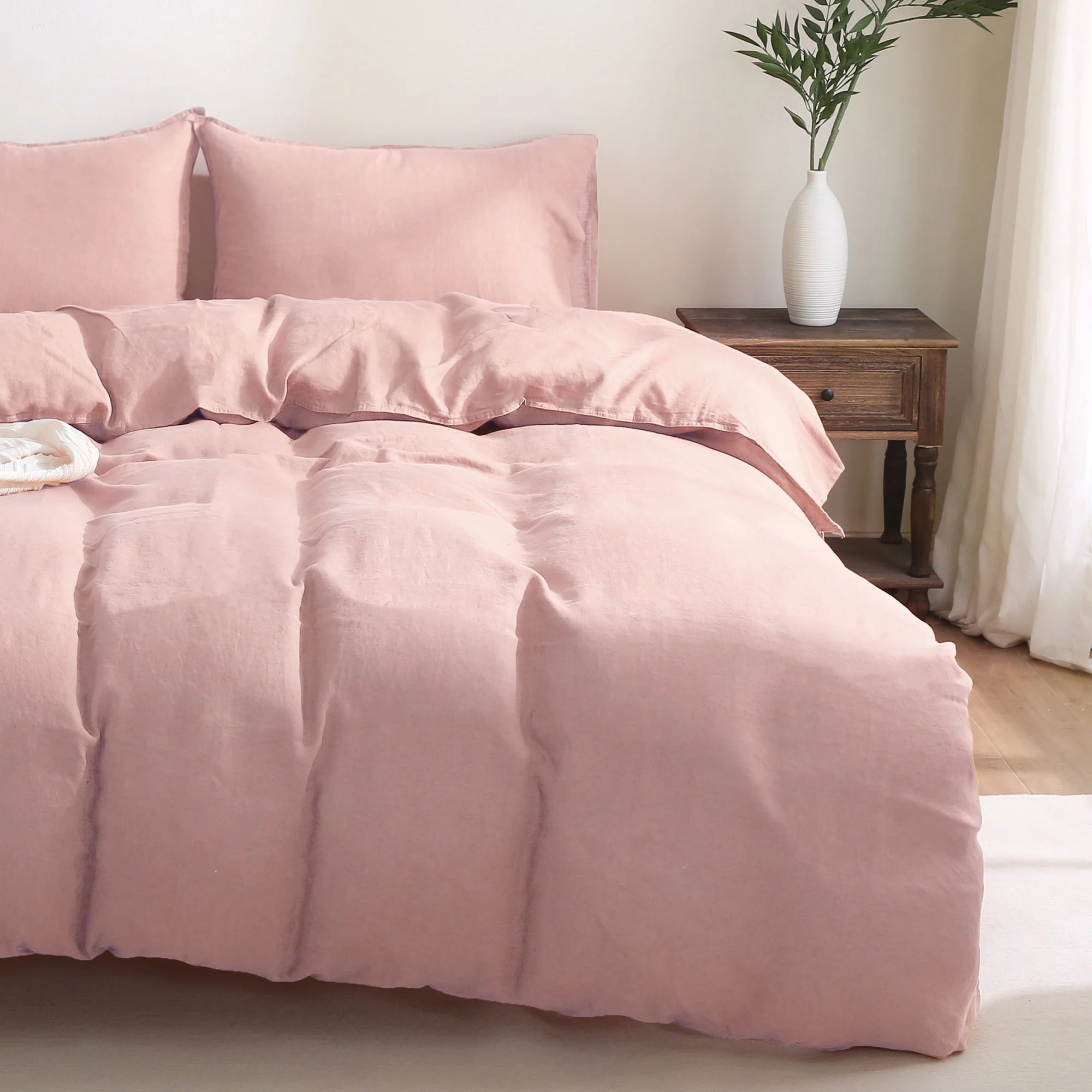 2026 100% Pure Linen Duvet Cover with Button Closure and Corner Ties Soft & Breathable - Natural Full/Queen