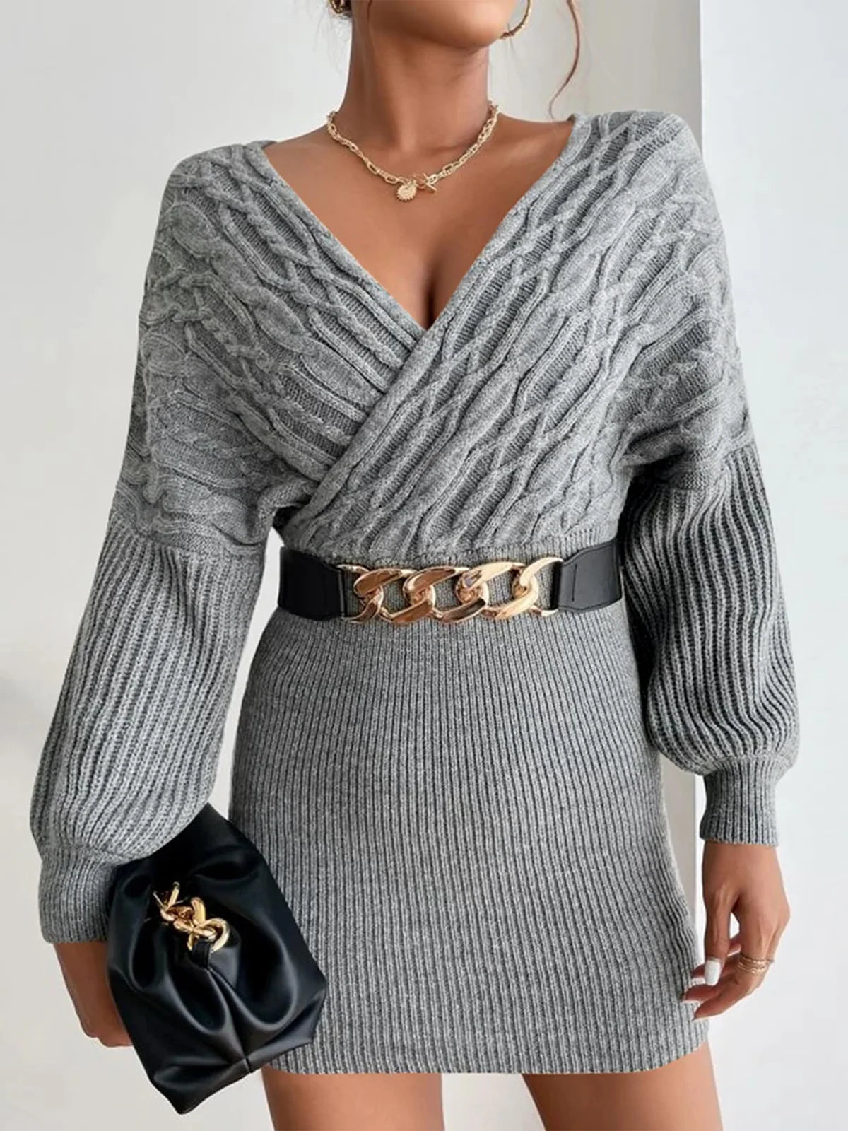 2026 Pleated Casual Batwing Sleeve Dress