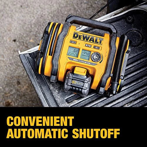 2026 DEWALT 20V MAX tire inflator, compact and portable, automatic shut-off, LED light
