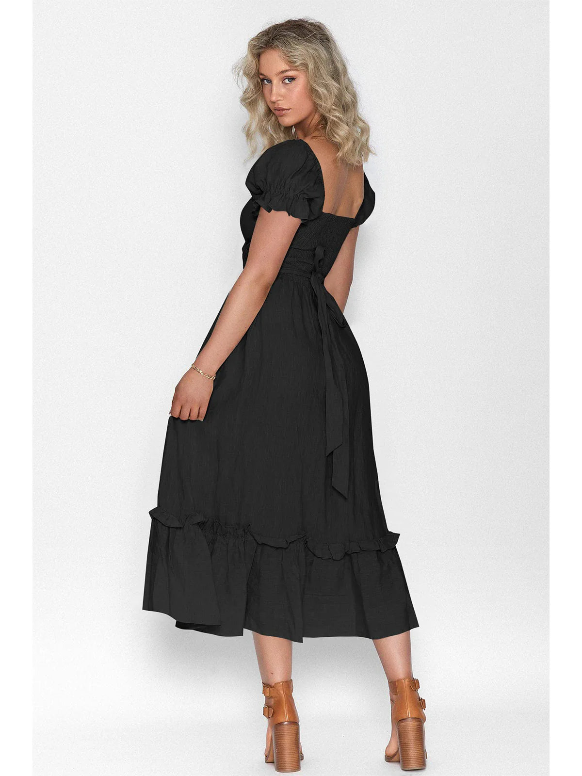 2026 Boho Tie-Waist Homecoming Dress