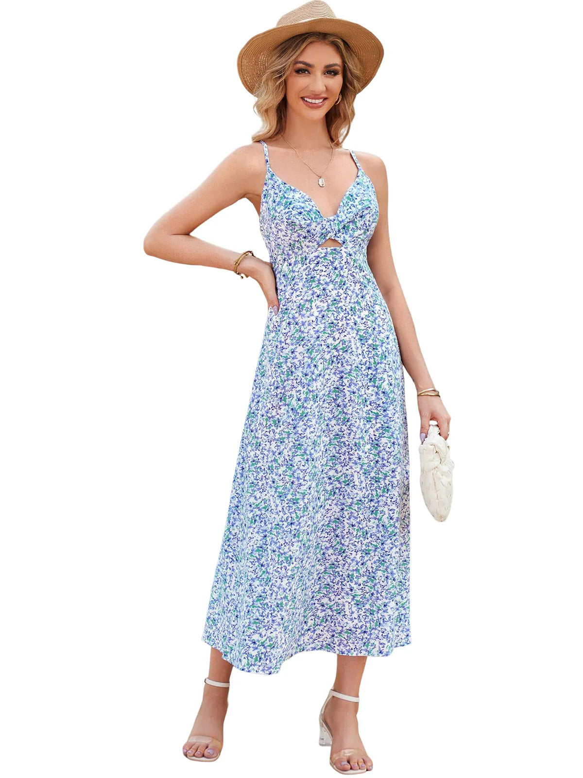 2026 Spaghetti Strap Floral Print Dress