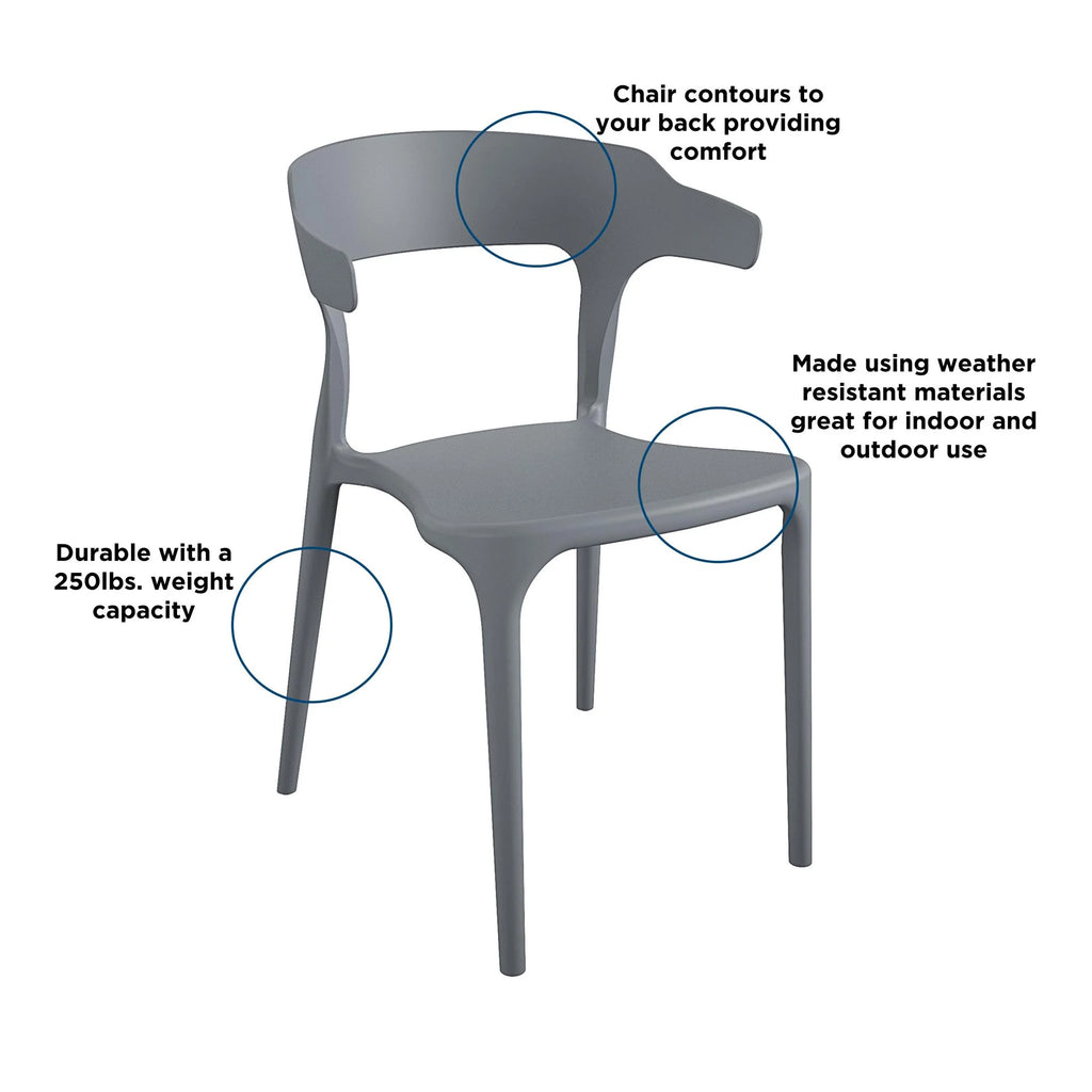 2026 Novogratz Poolside Collection, Felix Stacking Dining Chairs, Indoor/Outdoor, 4-Pack, Charcoal