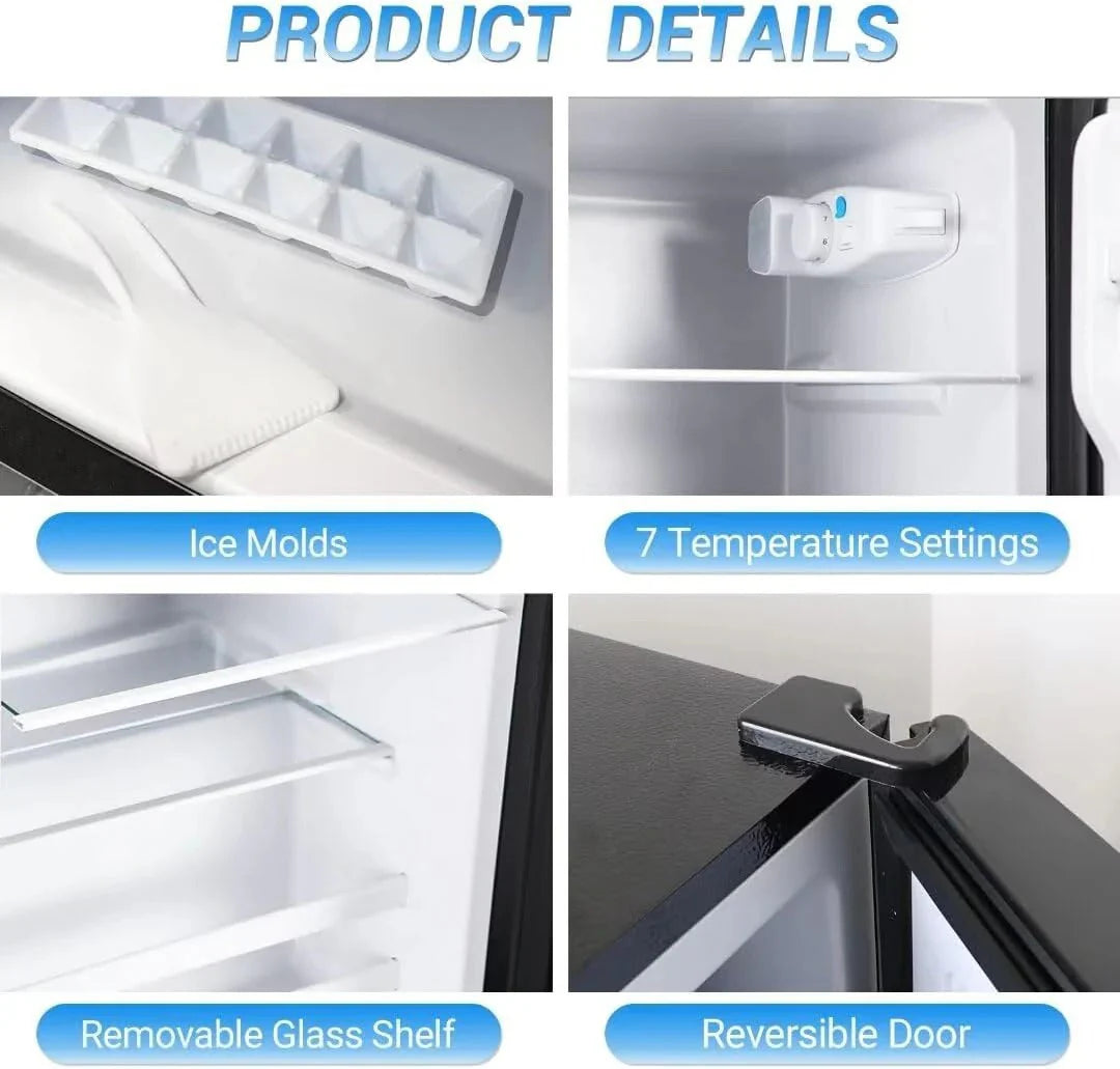 2026 Apartment-sized refrigerator, 3.5 cubic feet (approx. 99 liters) usable capacity, small refrigerator with freezer compartment, suitable for houses and apartments, freestanding