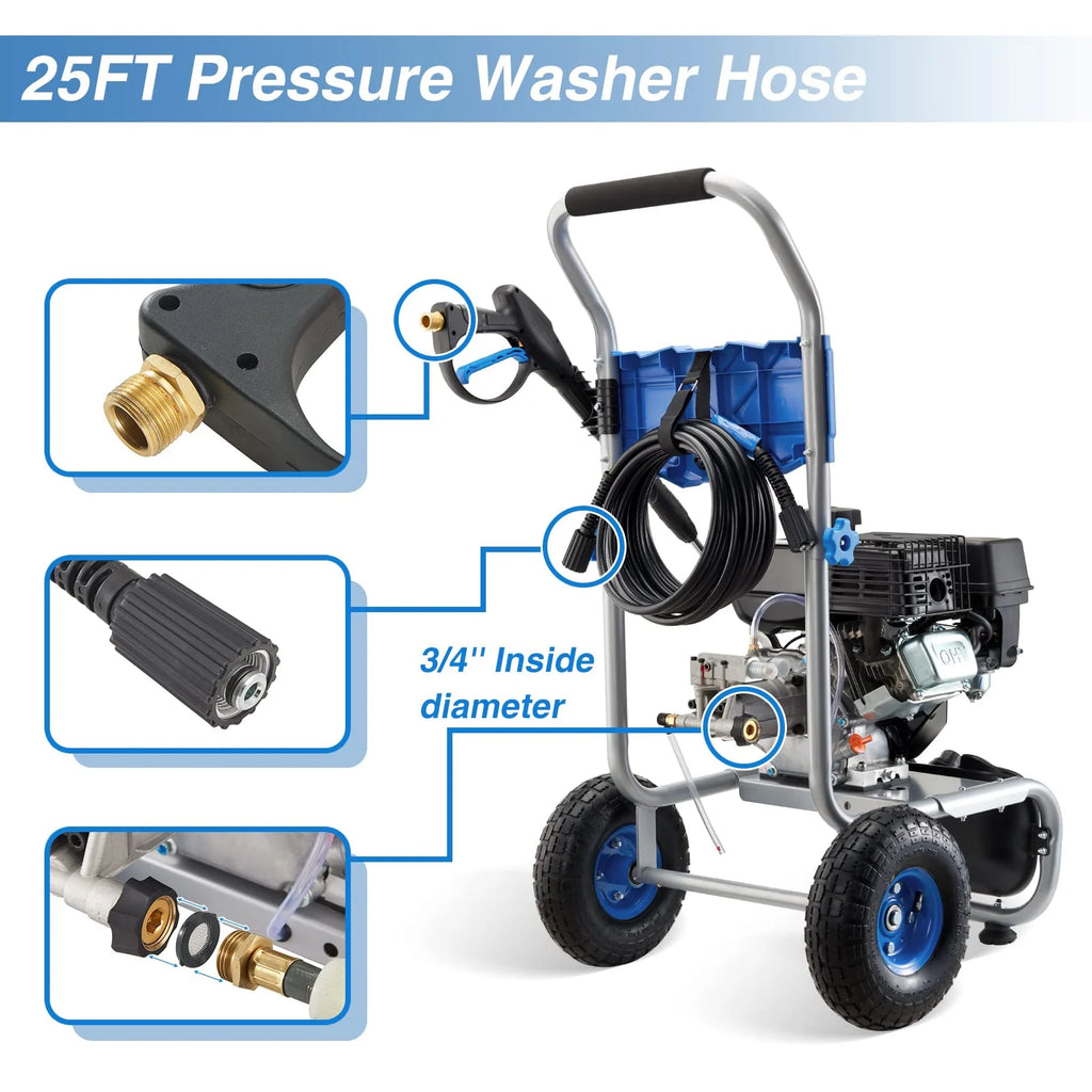 2026 Efurden 3500PSI Gas Pressure Washer, 2.3GPM Gas Powered High Pressure Clean Machine with 209CC Engine, 4 Adjustable Nozzles for Cleaning Walls, Terraces, Vehicles, Gardens (Blue)