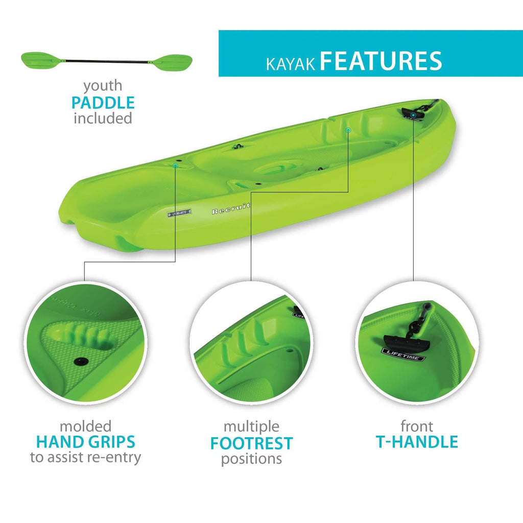 2026 Lifetime Recruit 6.5 ft Youth Sit-on-Top Kayak, Lime Green (90765)